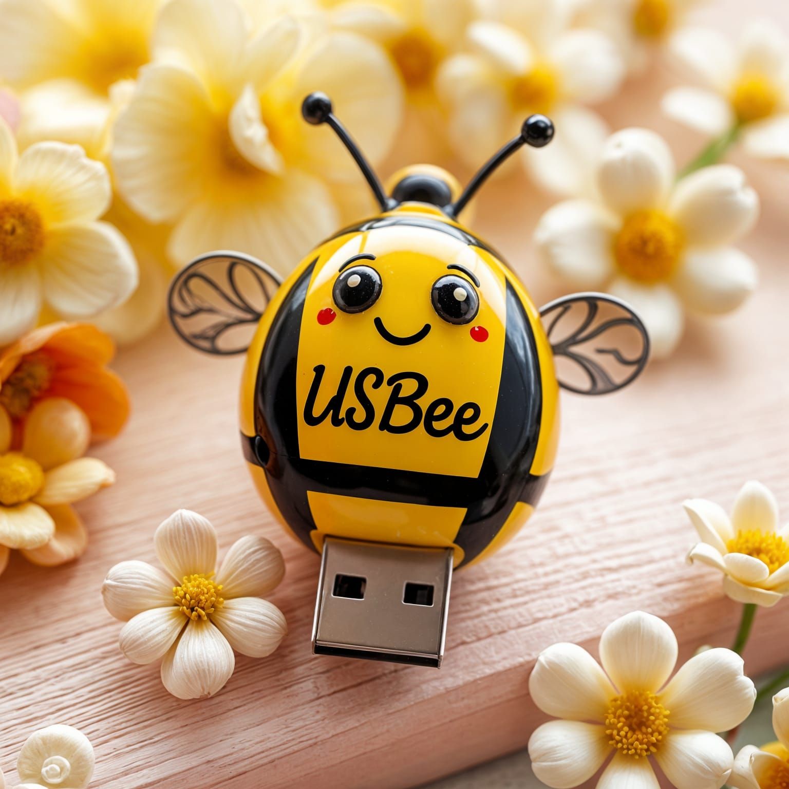 Whimsical Bee-Shaped USB Drive in Bright Colors