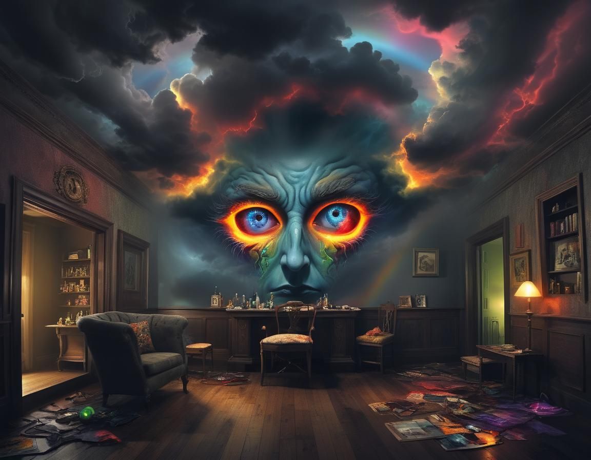 Surreal Stormy Sky in Cyberpunk Style