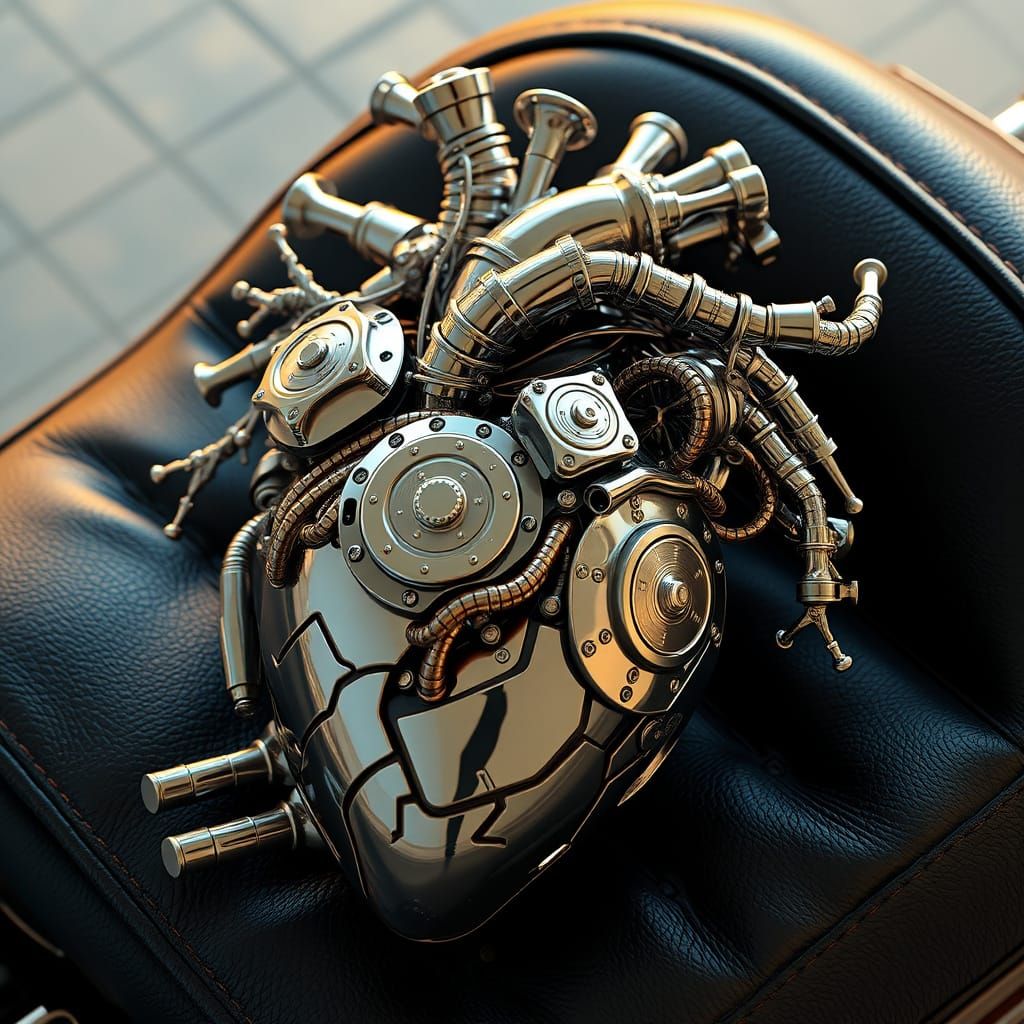 Gnarled Artificial Heart with Intricate Gears in 3D Anime St...