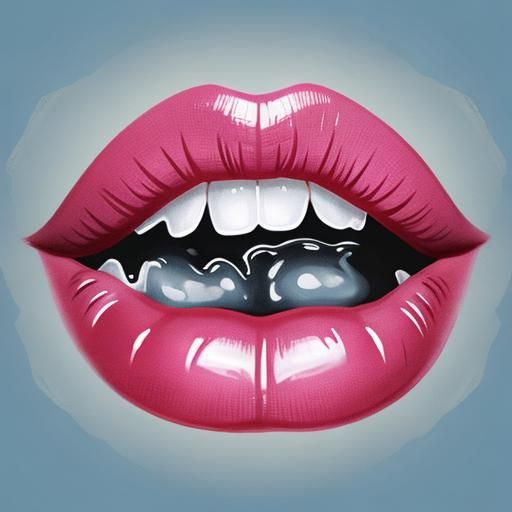 Sensual Lips Eating a Cherry