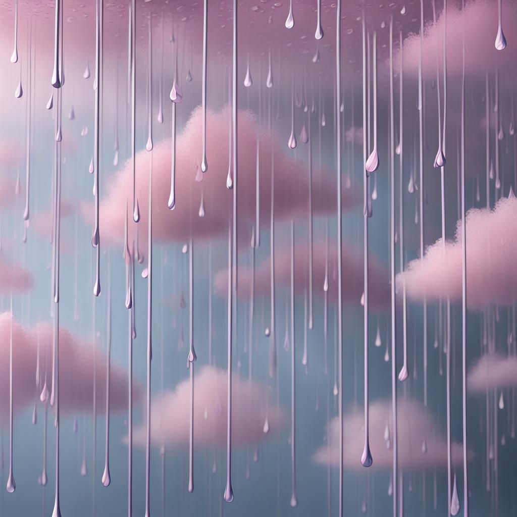 Pastel Rain in Dreamy 3D Scene