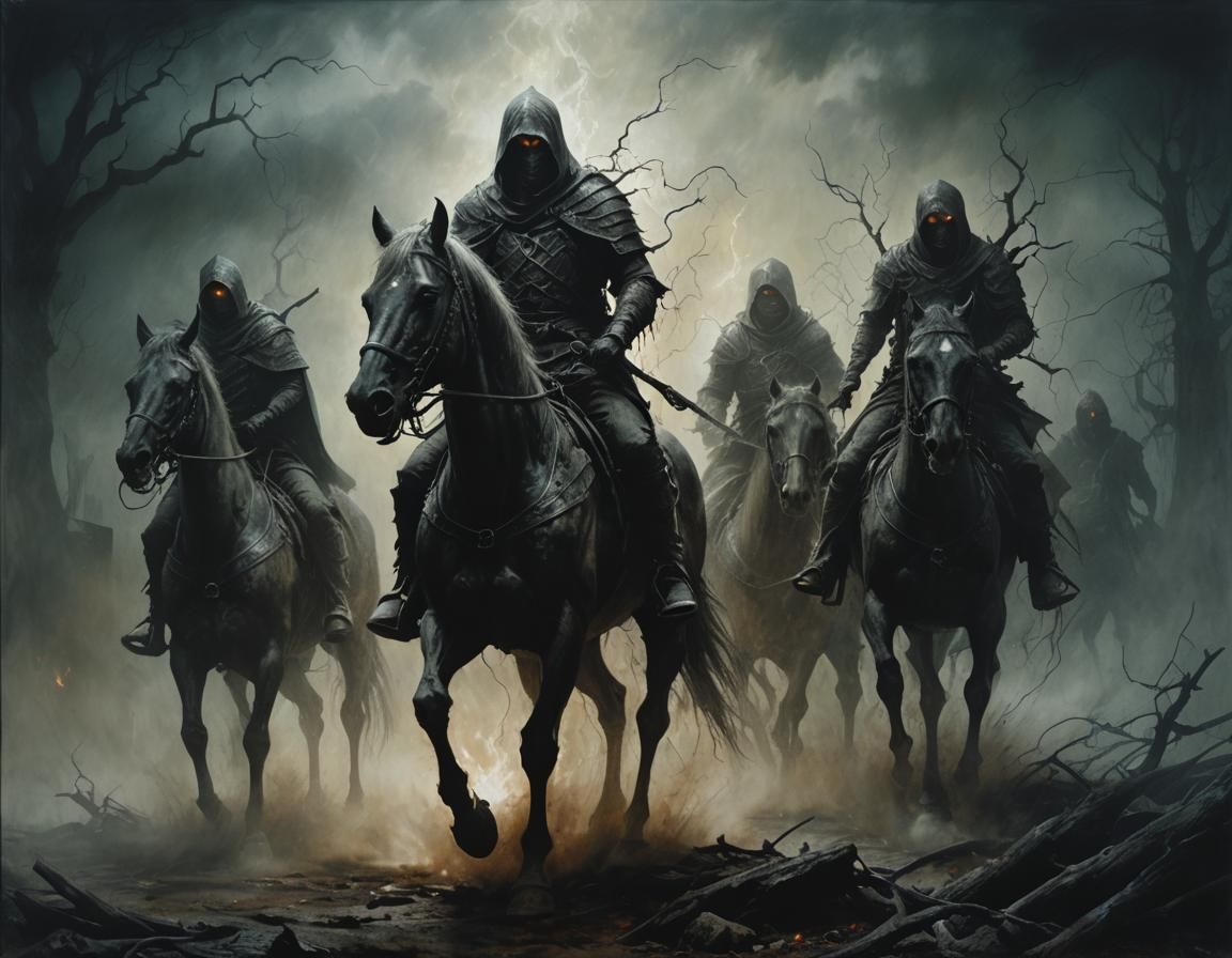Dark Horsemen of Apocalypse in a Cinematic Style