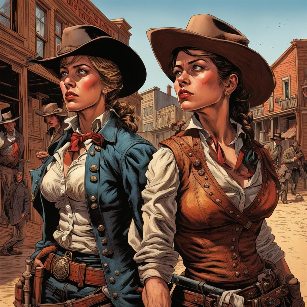 Gunfighters Duel in Old West Comic Book Art