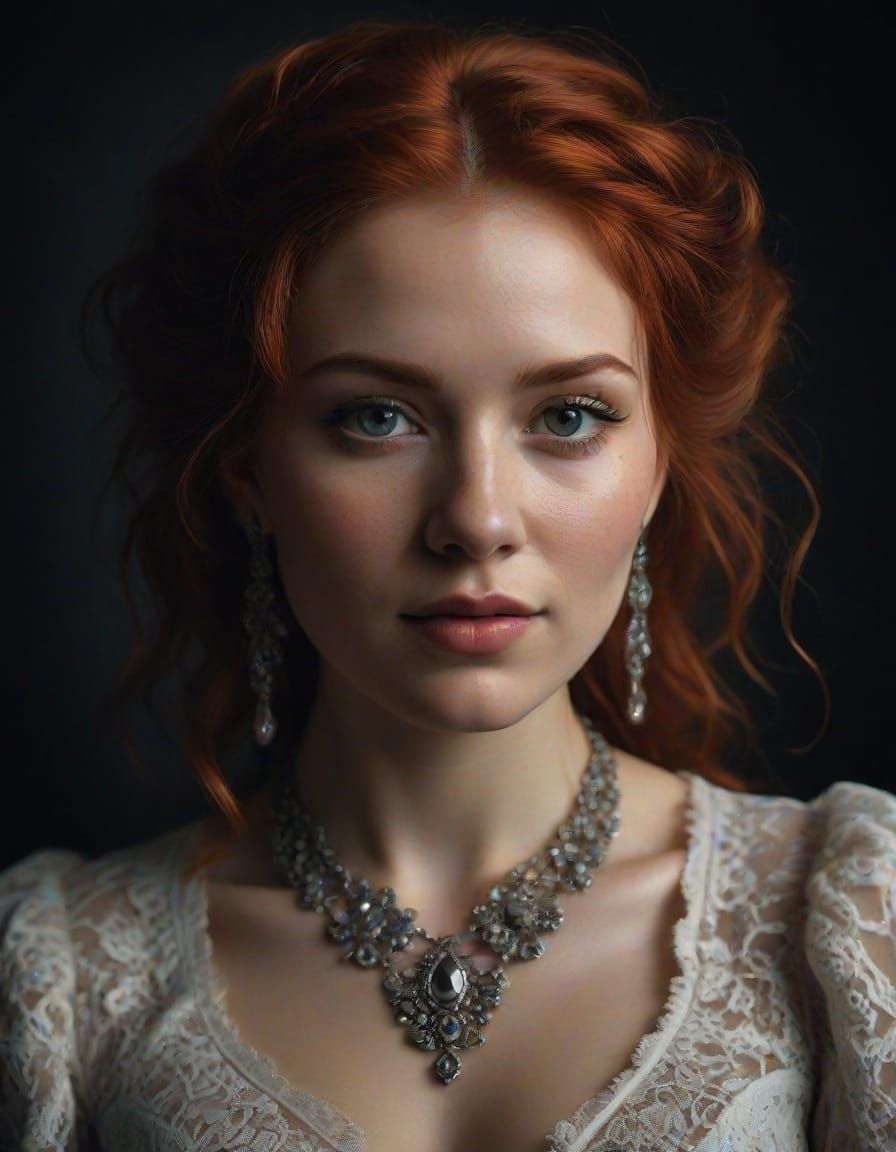 Elegant Red Haired Woman in Dramatic Portrait