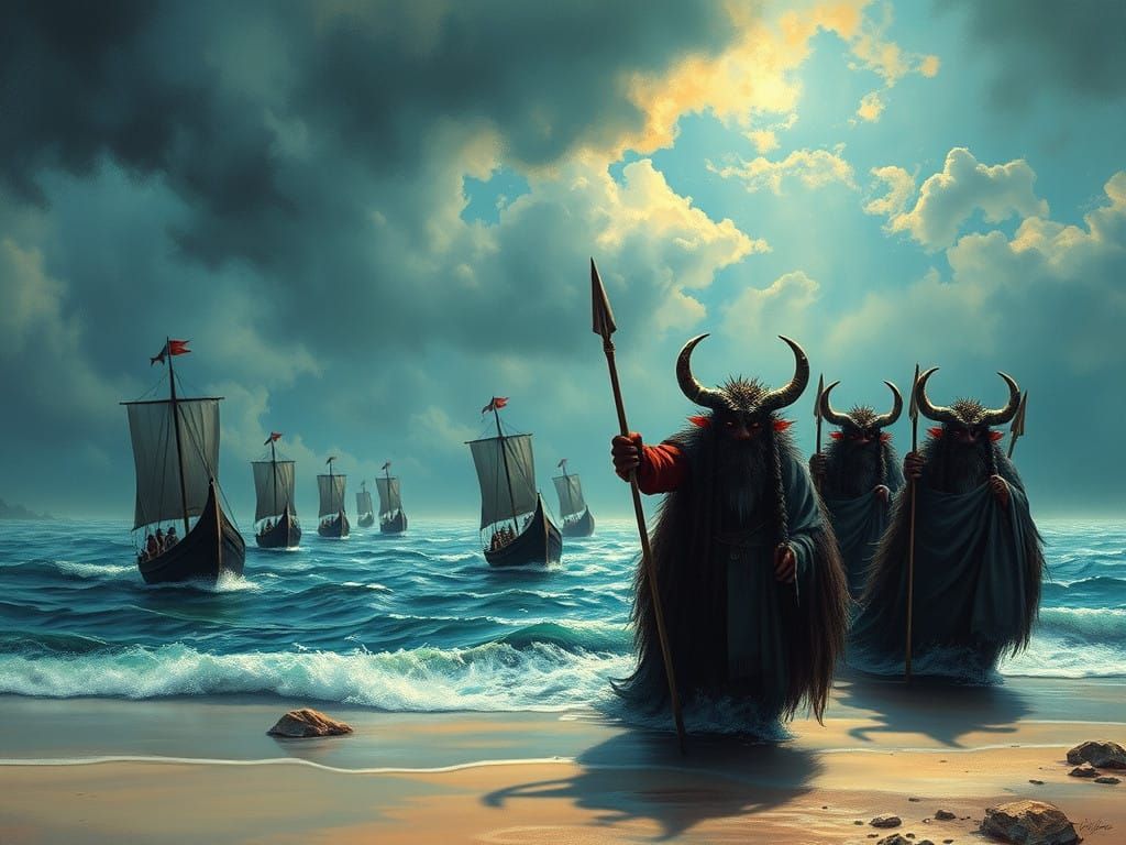 Krampus Surfs Tropical Paradise