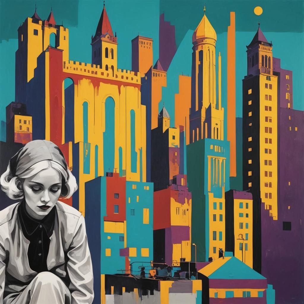 Monochrome Figure in Grayscale Landscape