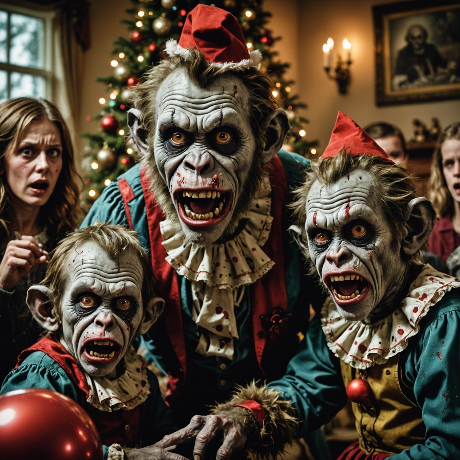 Dysfunctional Christmas Family in Cyberpunk Style