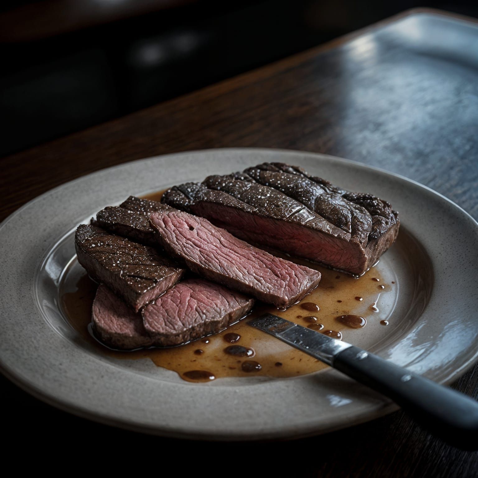 Juicy Steak Close-Up in Red Ink Style