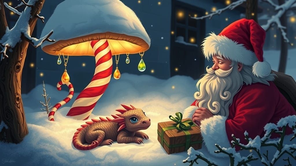 Enchanted Forest Scene in Vibrant Holiday Style