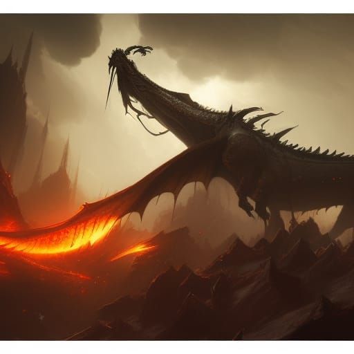 Epic Dragon-Hero Battle in Dark Fantasy Style