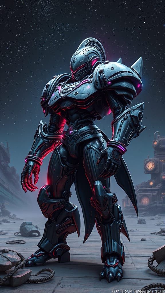 Majestic Alien Knight in Baroque Space Armor