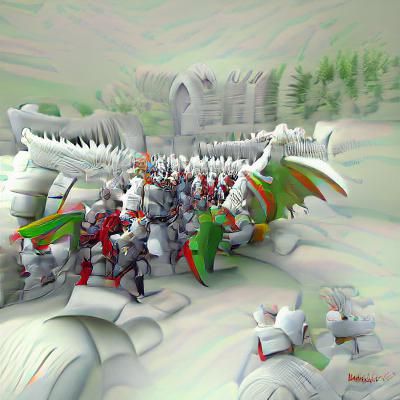 Medieval Army's Dragon Battle: 8K HD Render