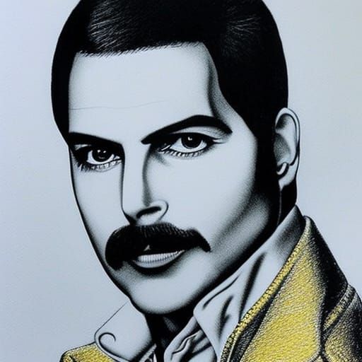 Freddie Mercury Crayon Drawing