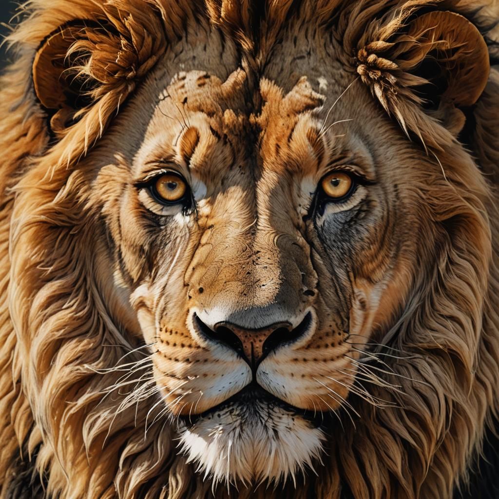 Detailed Lion Portrait in Golden Light