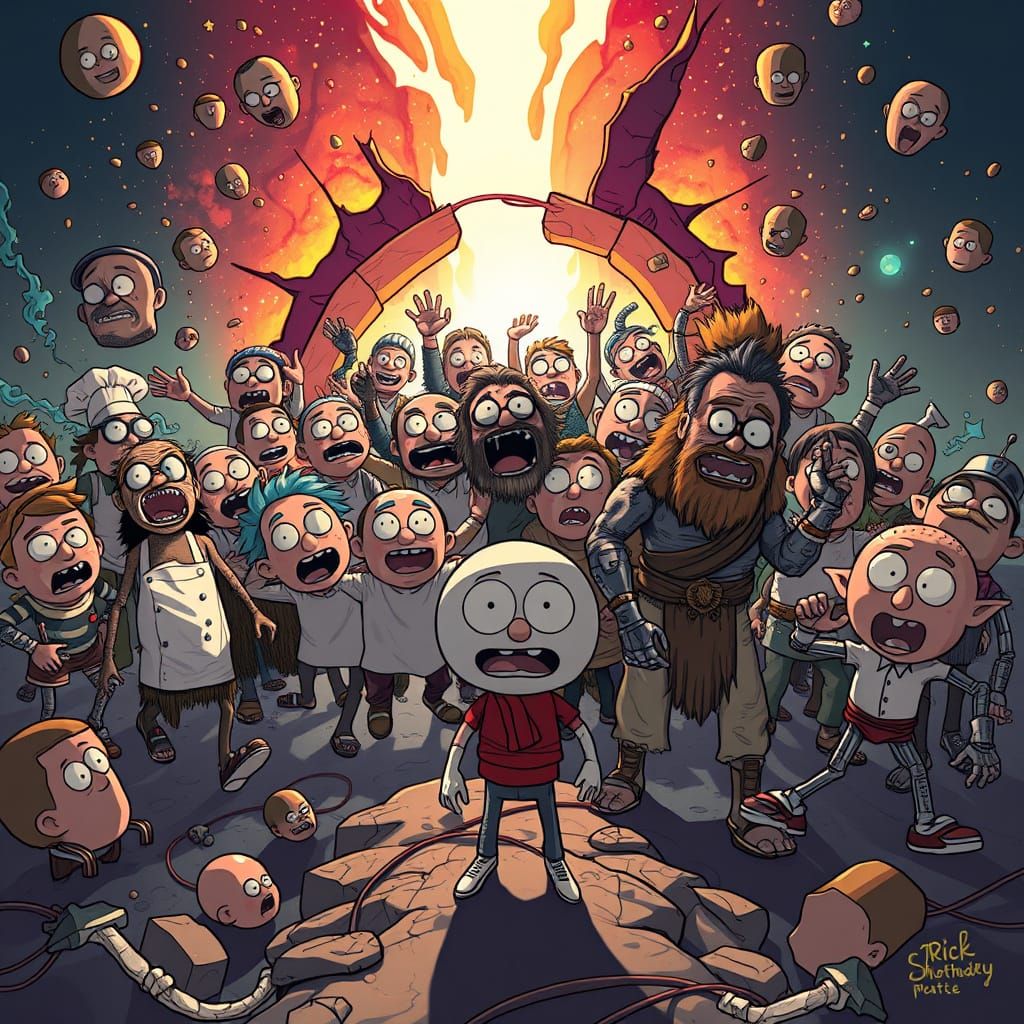 Chaotic Multiverse of Bobs in Sci-Fi Fantasy Style