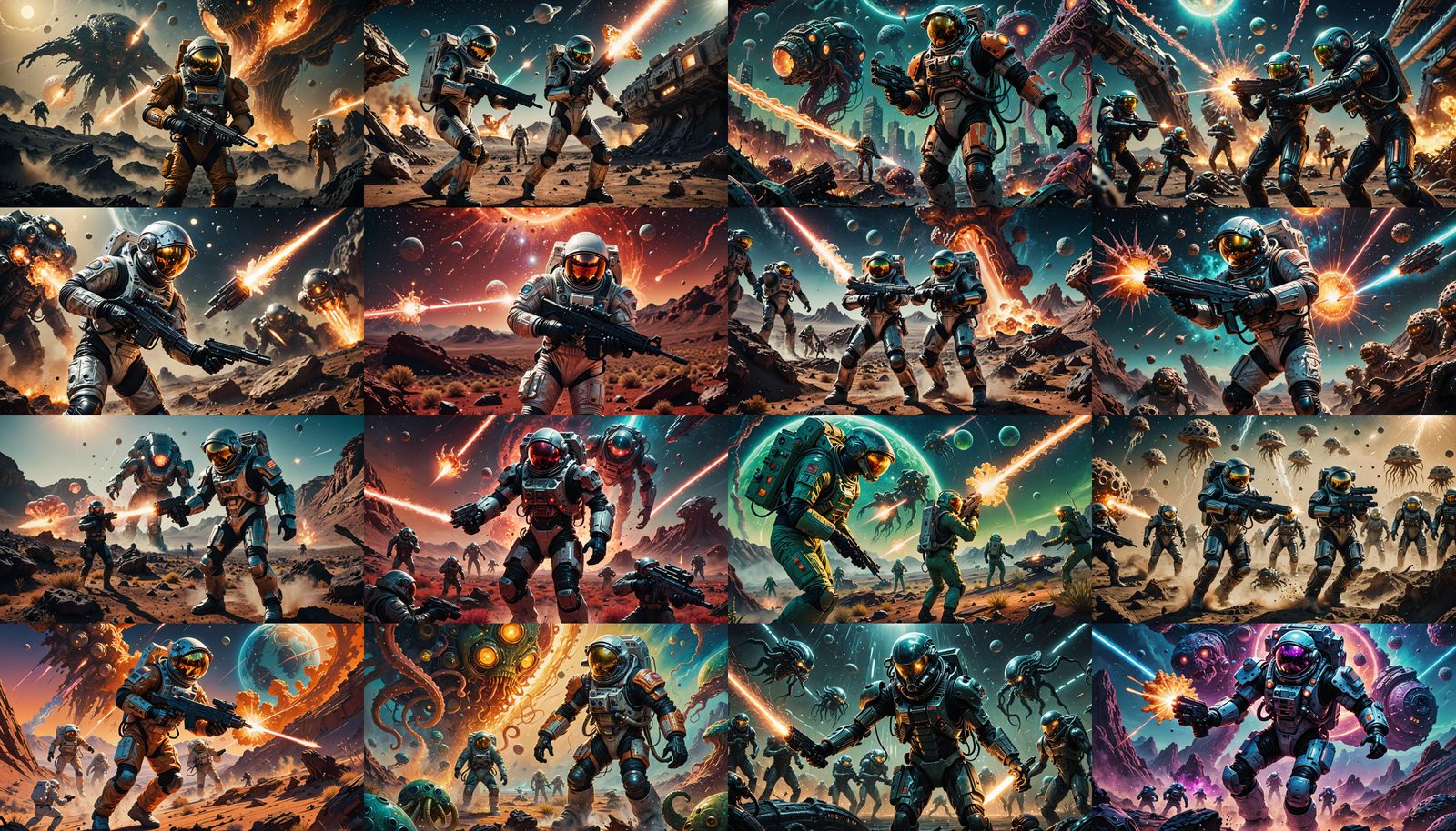 Cosmonaut Battles Aliens on Distant Planet