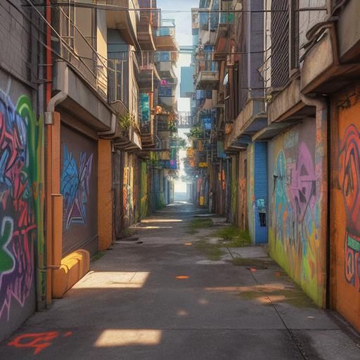 Adorable Chibi Monster in Graffiti Alleyway