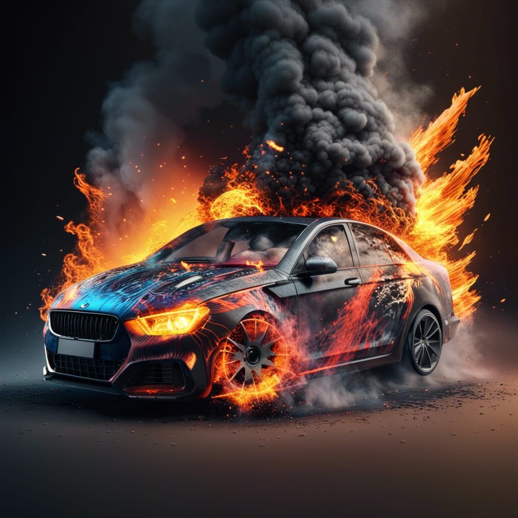 Exploding Car Engine in Hyperrealistic Detail