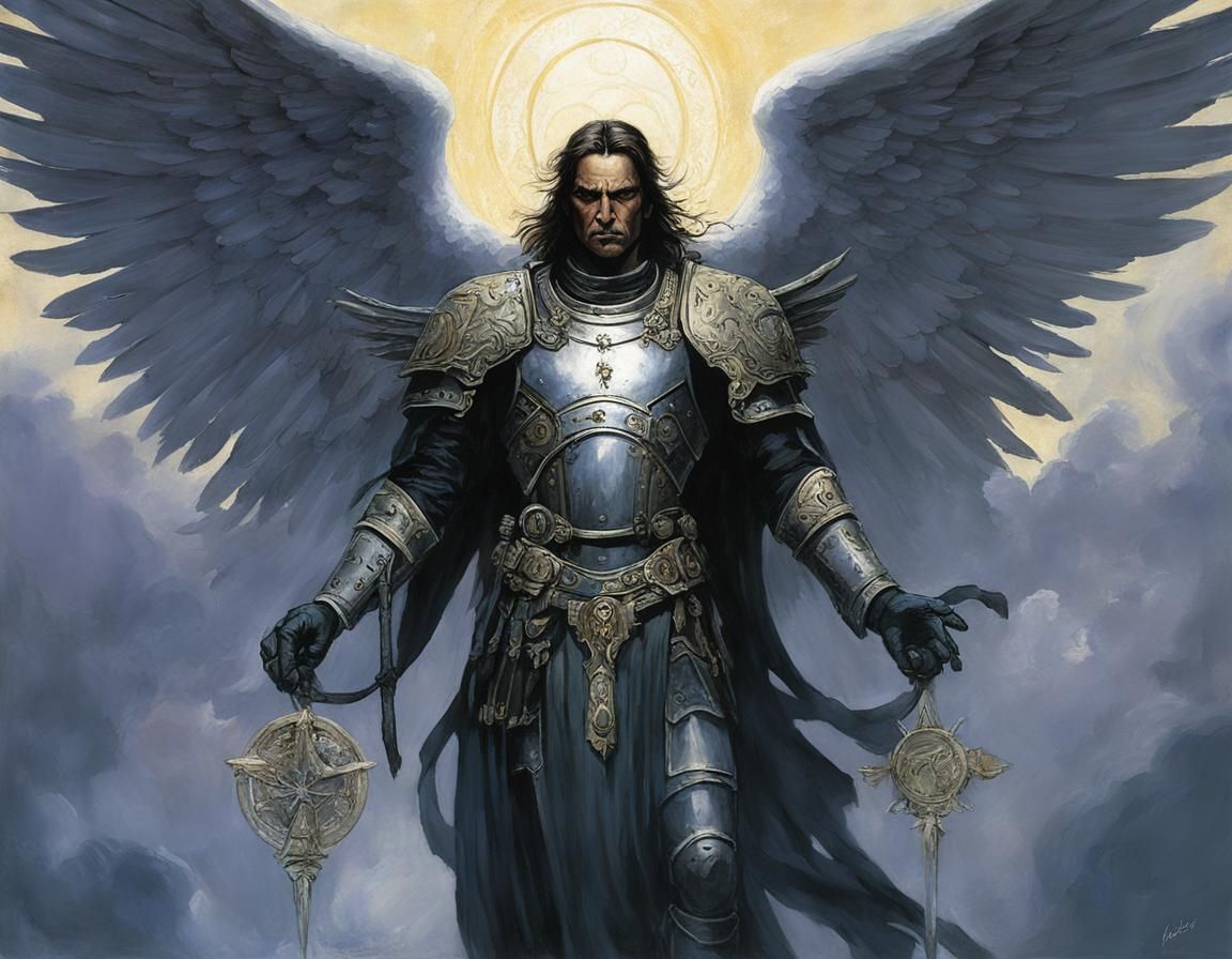Archangel Sandalphon in Gerald Brom Style