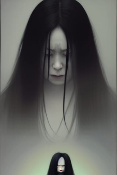 Eerie Portrait Inspired by Japanese Horror Movies