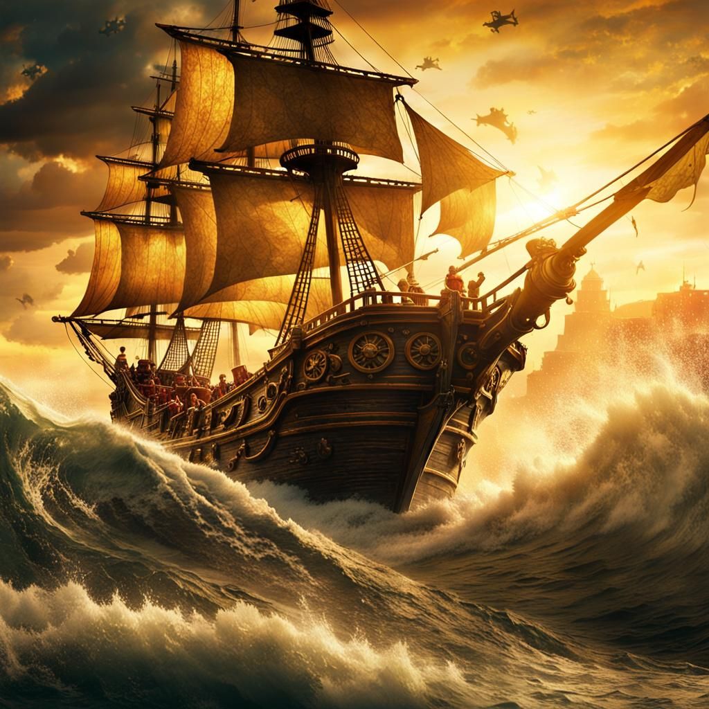 Epic Pirate Ship Adventure in Golden Hour Light