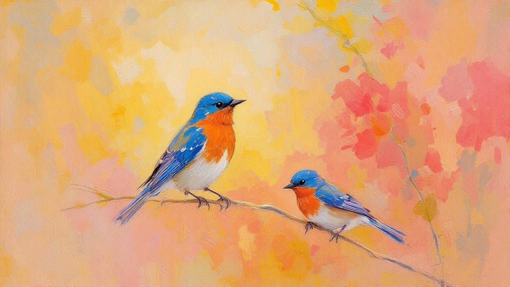Whispers of Spring: Soft Pastel Bluebirds