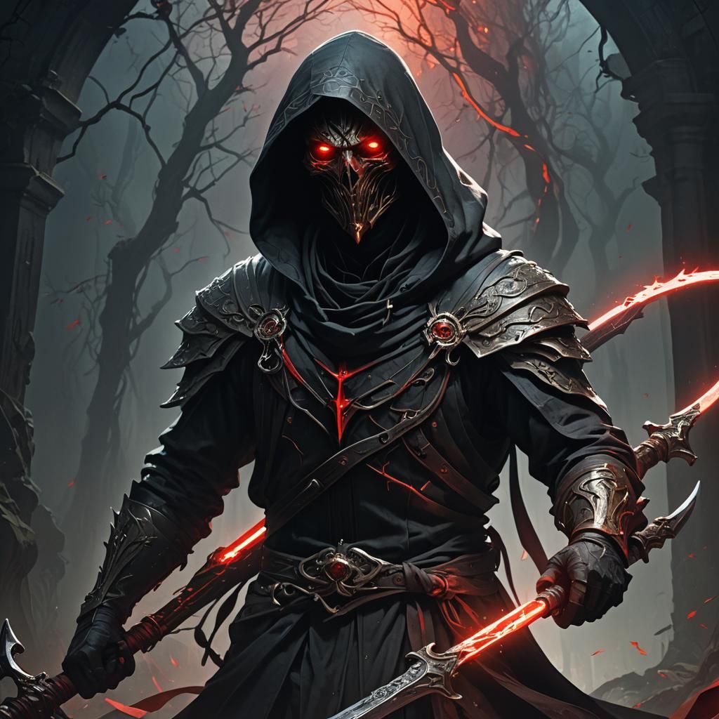 Grim Reaper Concept Art in Alphonse Mucha Style