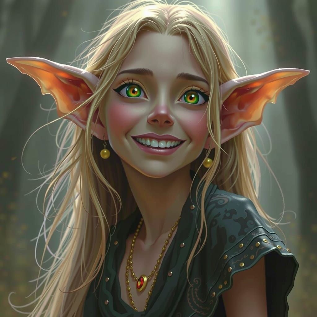 Smiling Drow Elf Steampunk Engine