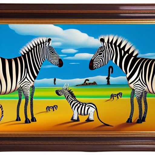 Surreal Zebra with Zipper in Zoo, Dali Style