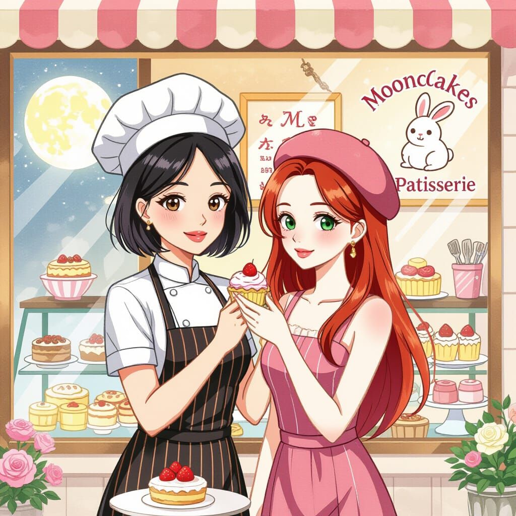Thai and Japanese Women Working at Mooncakes Patisserie