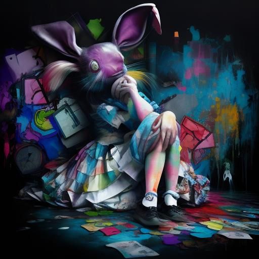 Surreal Alice in Wonderland Graffiti Art