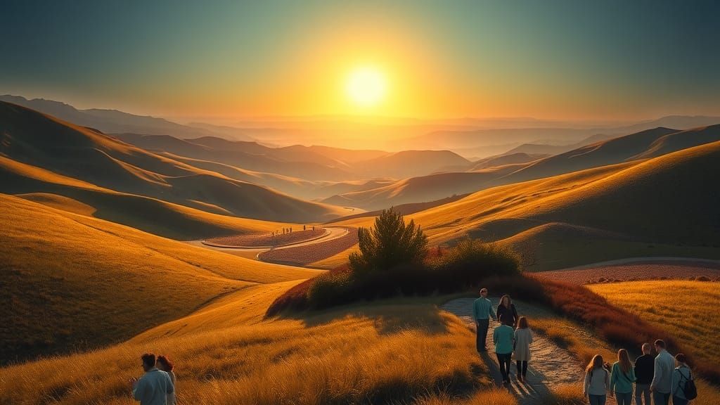 Divine Landscape: Footprints to Faith in Art Nouveau Style