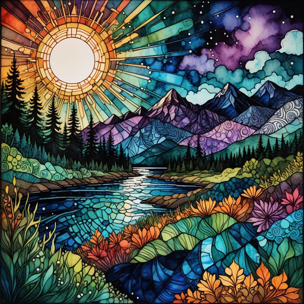 Detailed Alcohol Ink Fantasy Illustration