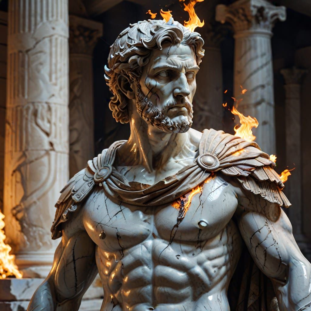 Fiery Marble Cyclops in Ruined Temple