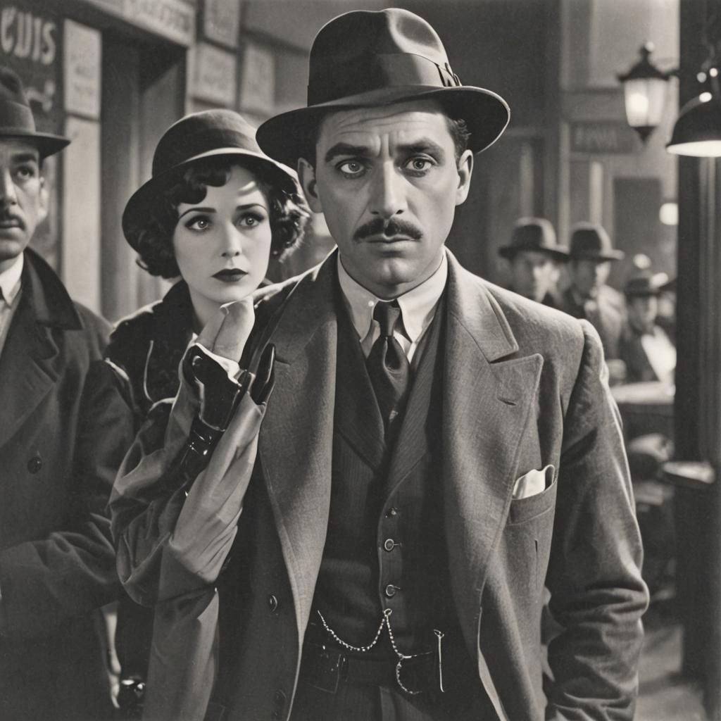 Noir Detective in Silent Movie Style