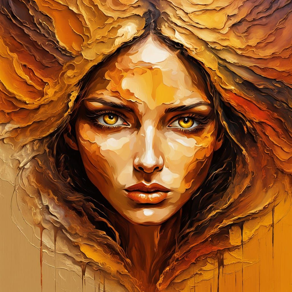 Abstract Surreal Portrait in Impasto Oil Painting