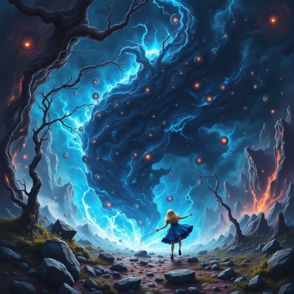 Alice in Fractal Vortex: Digital Art Realism