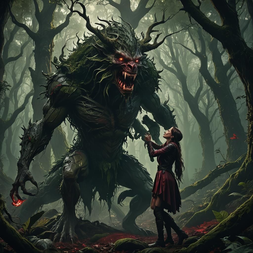 Dark Fantasy: Female Figure in Mystical Forest