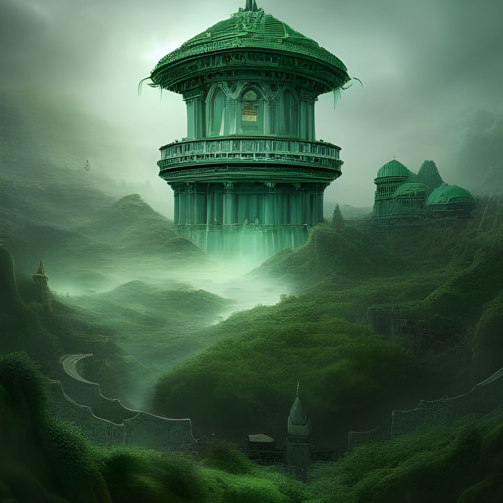 Hierophant Green in Digital Matte Painting Style