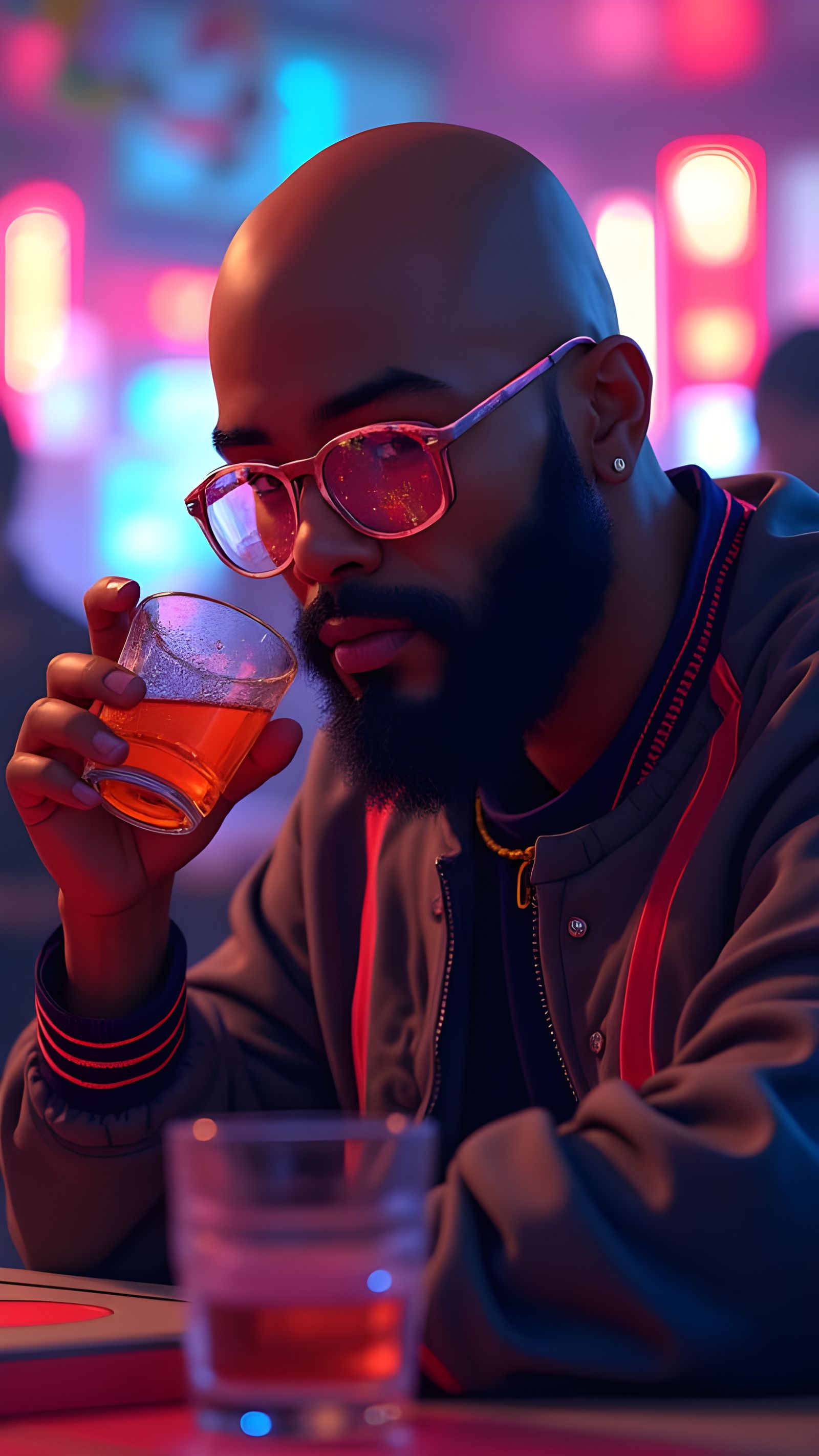 Futuristic Japanese House Party in 3D Anime Style