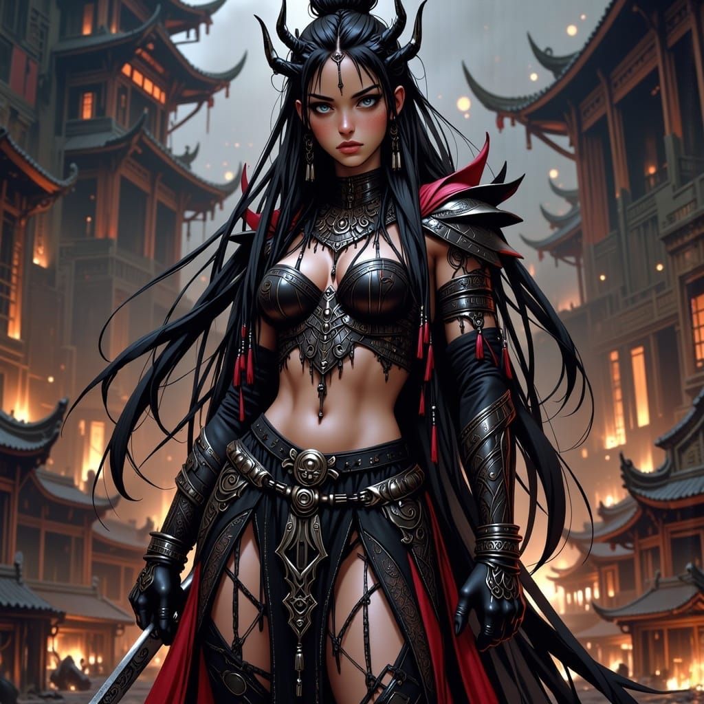 China-Themed Supervillainess in Anime Style
