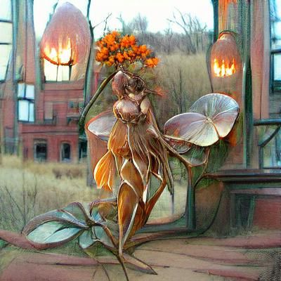 Art Nouveau Fairy with Milkweed