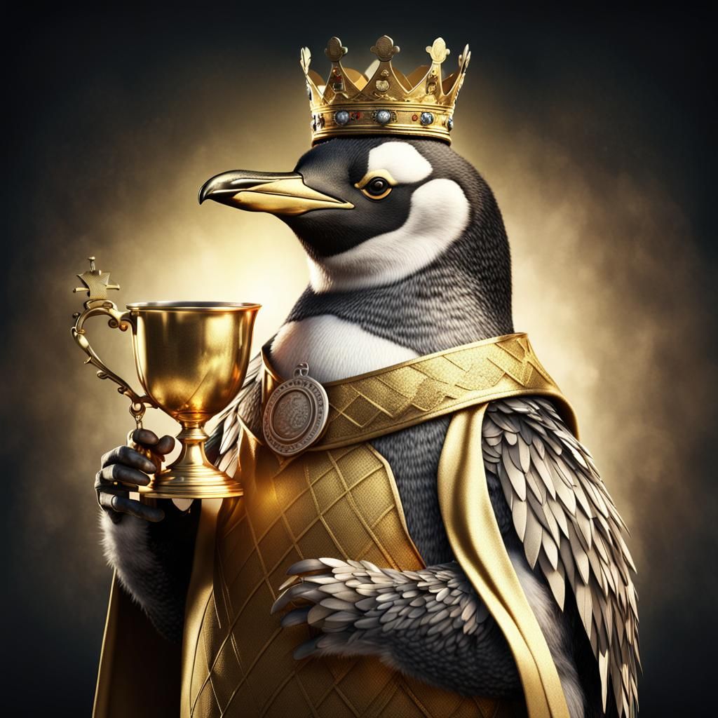 Penguin in Crown and Golden Dress Wins Prize in Luxurious At...