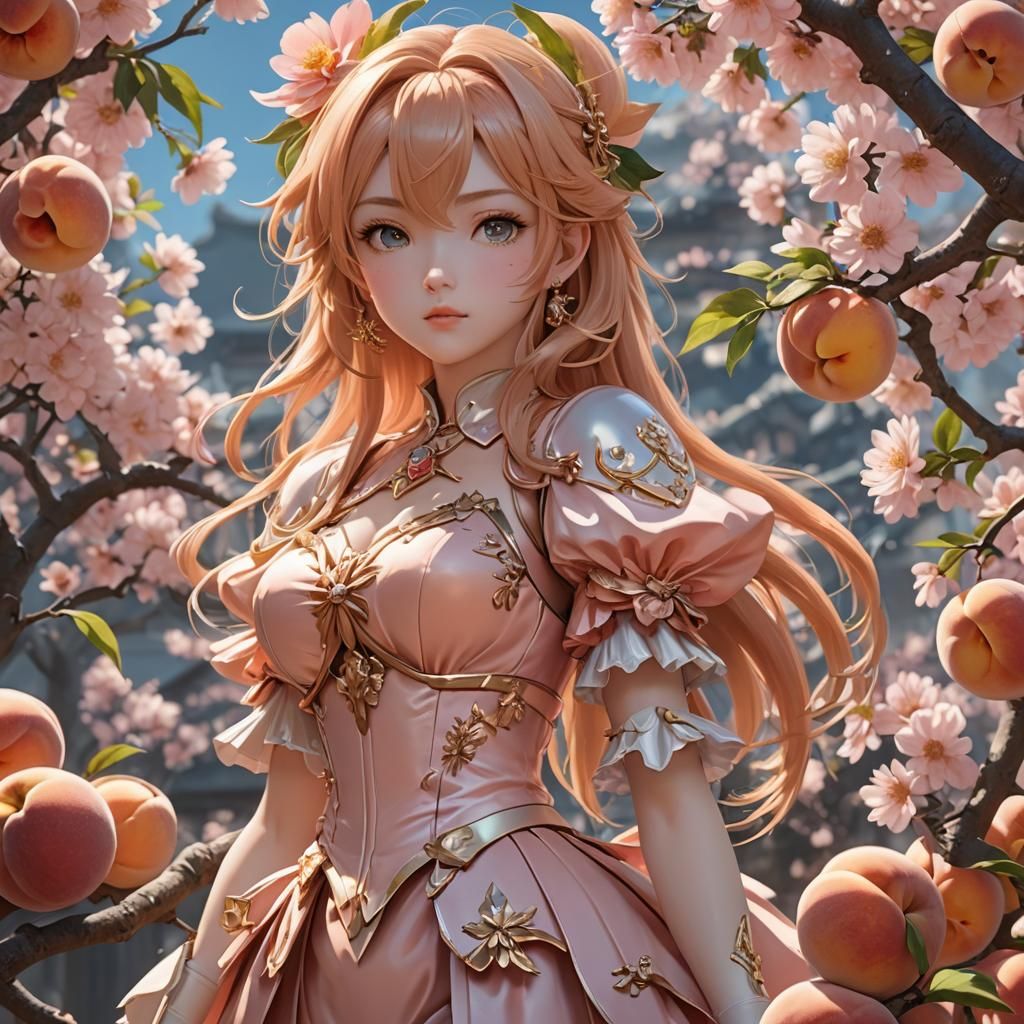 Anime Peach Goddess in 3D Digital Art