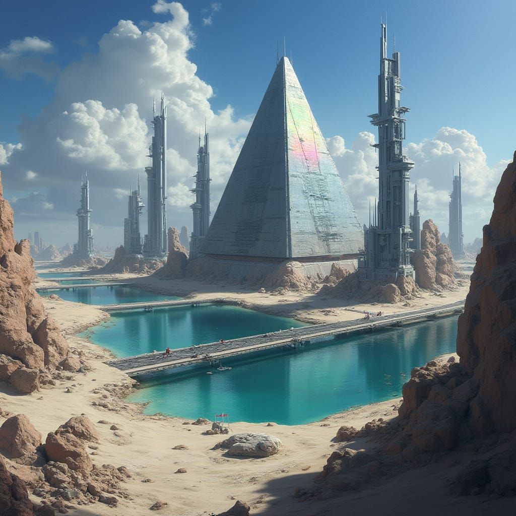 Cyberpunk Pyramid City Inspired by Dystopian Visions