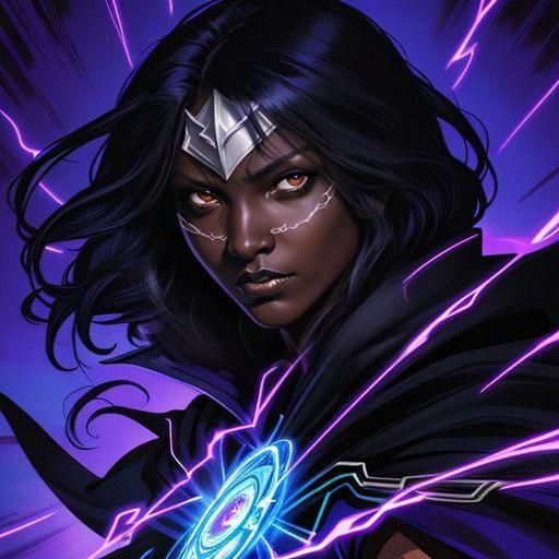 Mystical Dark Skin Superheroine with Magical Powers