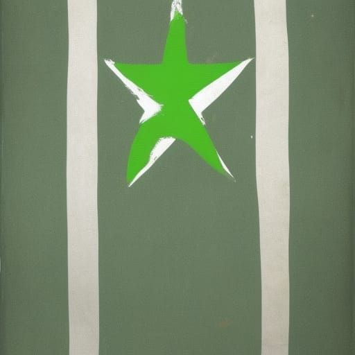 Green Star Flag in Abstract Art Style
