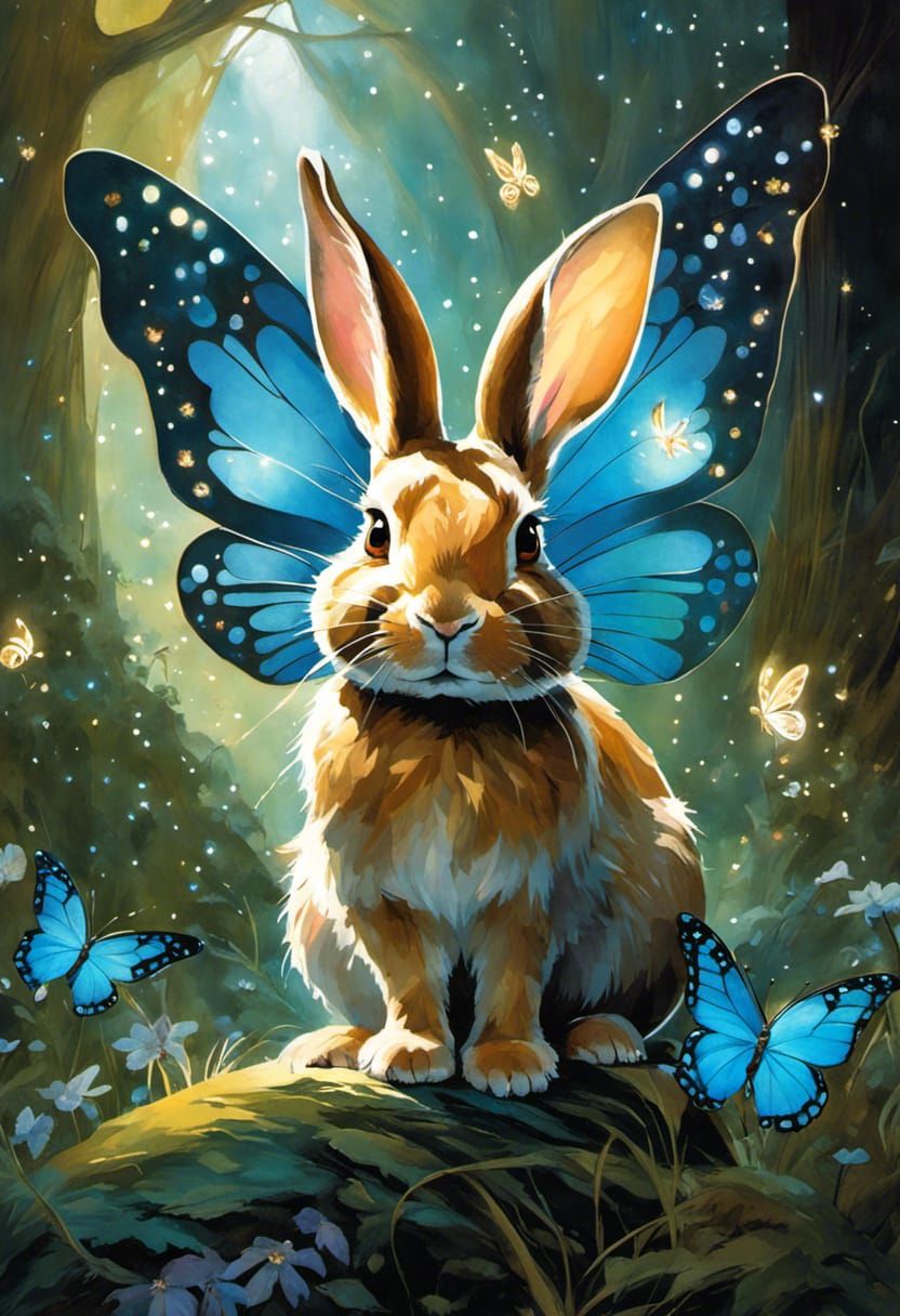 Rabbit with beautiful butterfly wings