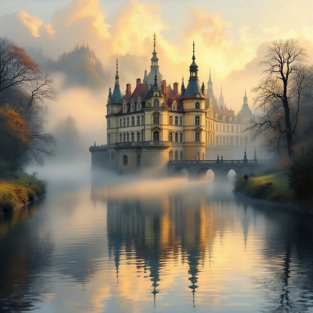 Meissen Castle in Fantasy Style with Golden Light