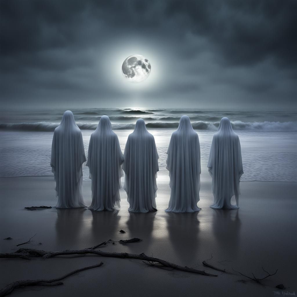 Ethereal Ghosts Ritual on a Beach